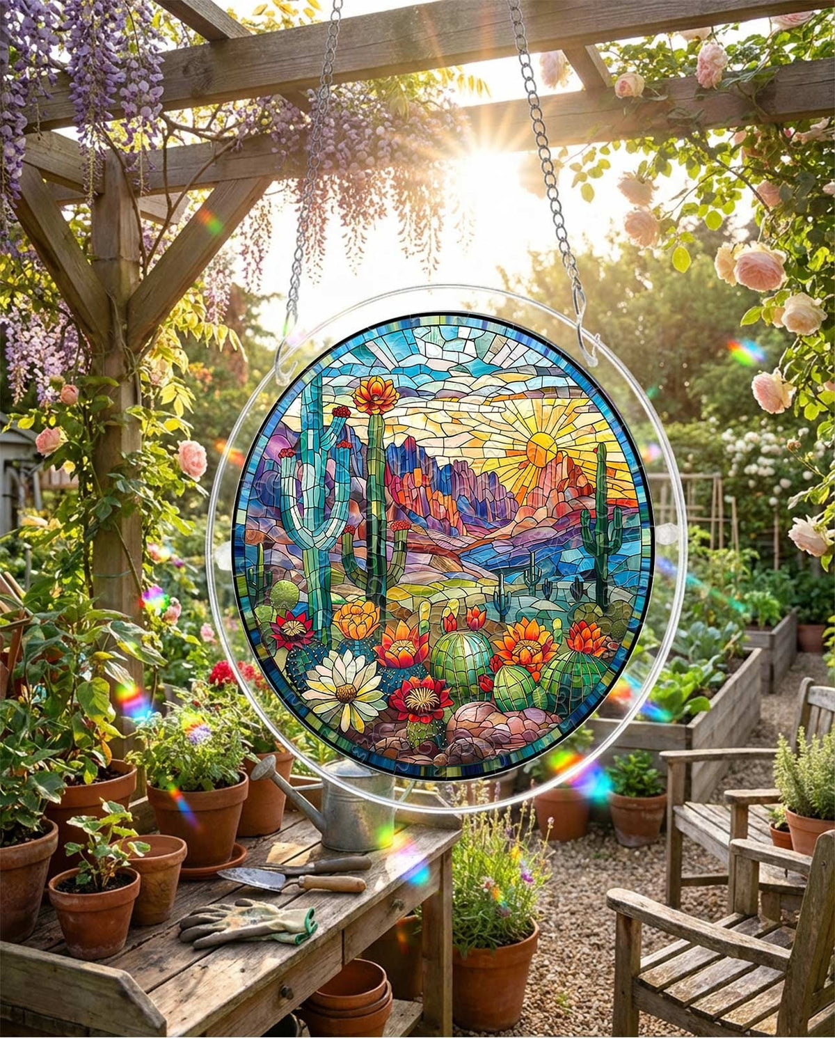 Acrylic Jigsaw Puzzle Suncatcher - Desert Sunrise