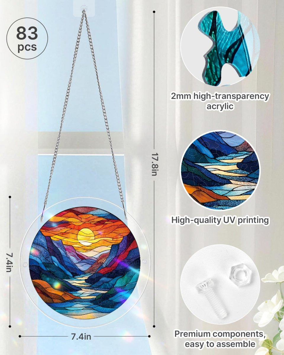 Acrylic Jigsaw Puzzle Suncatcher - Moonlit Riverscape