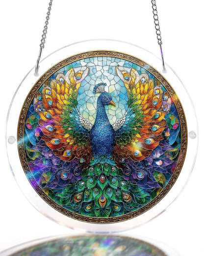 Acrylic Jigsaw Puzzle Suncatcher - Peacock of Radiance